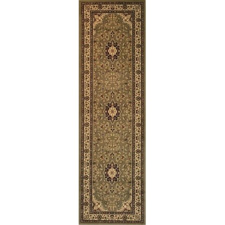 PERFECTPILLOWS Barclay Medallion Kashan 2 ft. 3 in. x 7 ft. 3 in. Runner Rug in Green PE2589424